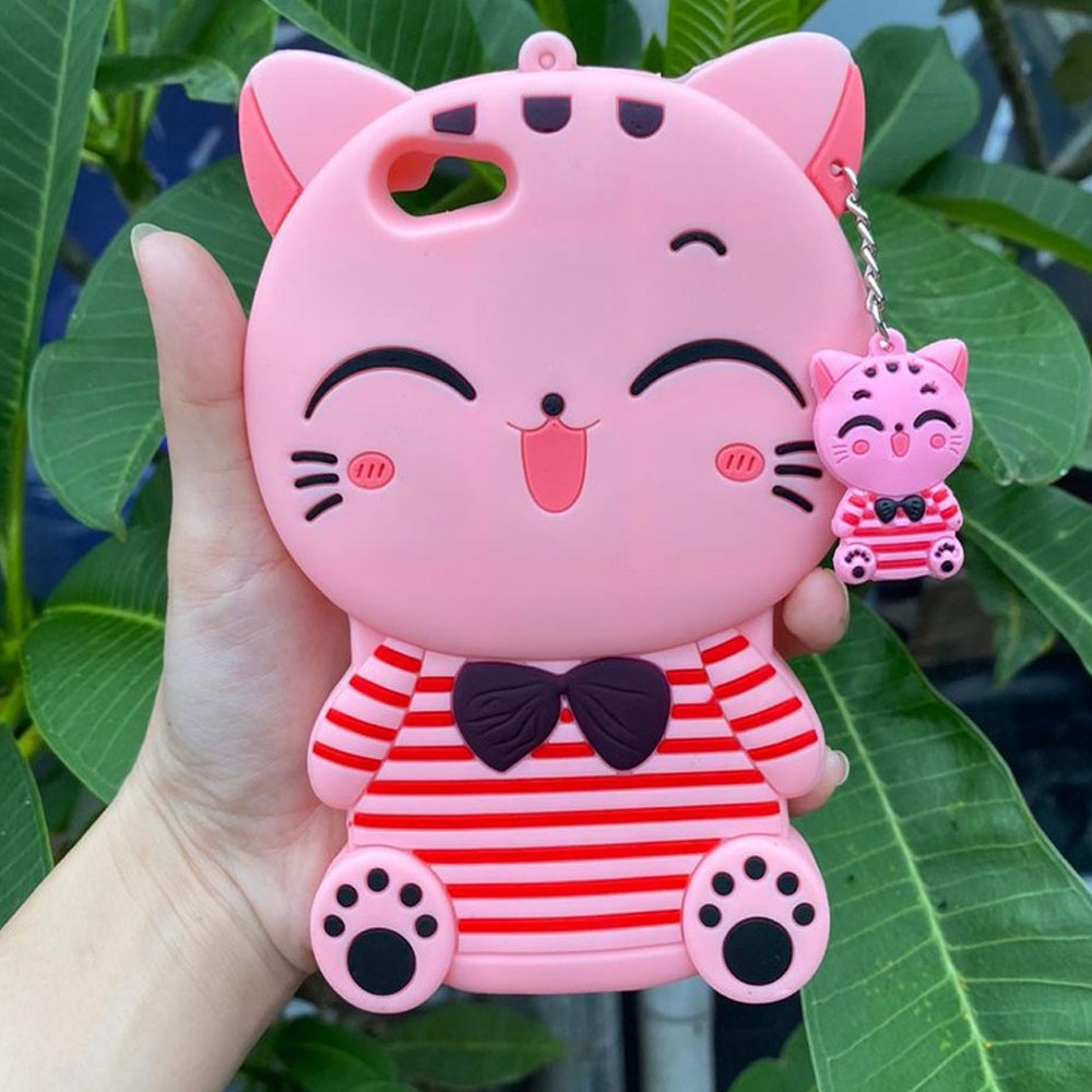 Case Silicone 3D Samsung Galaxy A71 CAT PINK List Red Lucky Smile Rubber 3D / Softcase / Casing