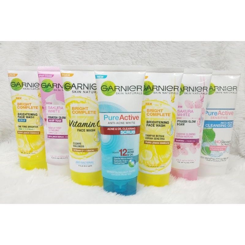 Garnier Facial Foam Bright Complete/Pure Active Scrub/Sakura White/Sakura Glow - 100% original
