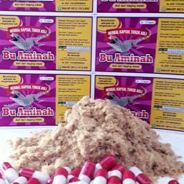 Herbal Kapsul Tokek ASLI "Bu Aminah" @Menyembuhkan Penyakit Kulit & Asma@ Isi 15 Kapsul