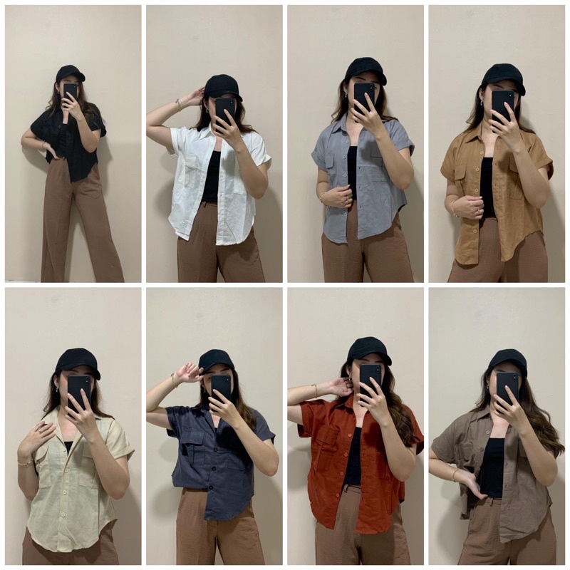 JOSHIN 04 - Atasan kemeja wanita casual pocket