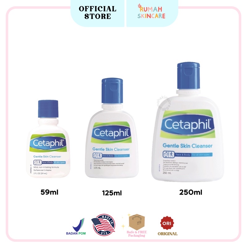 CETAPHIL Gentle Skin Cleanser BPOM 59ML | 125ML | 250ml - Pembersih Wajah, Face Wash, Sabun Cuci Muka