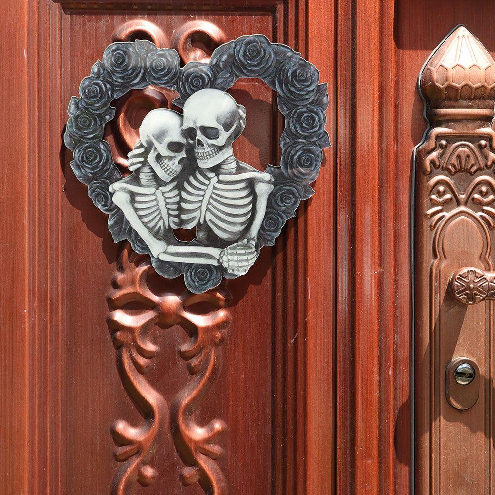 R-flower Skull Nomor Rumah Perlengkapan Pesta Dekorasi Pintu Mawar Berbentuk Hati