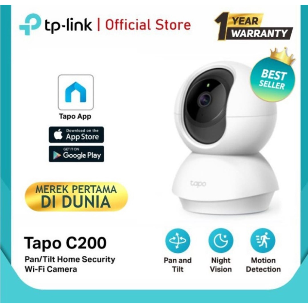 TP-LINK Tapo C200 HD 2MP Pan/Tilt Home Security CCTV Wifi IP Camera