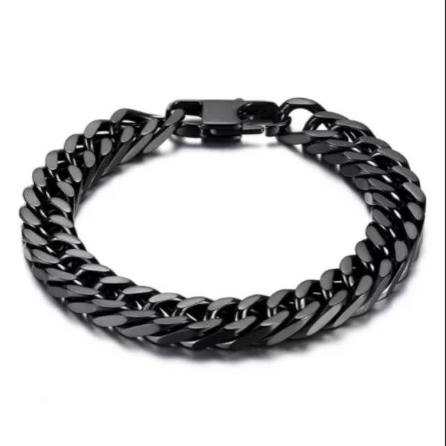 Gelang Rantai Hitam Black Pria Titanium
