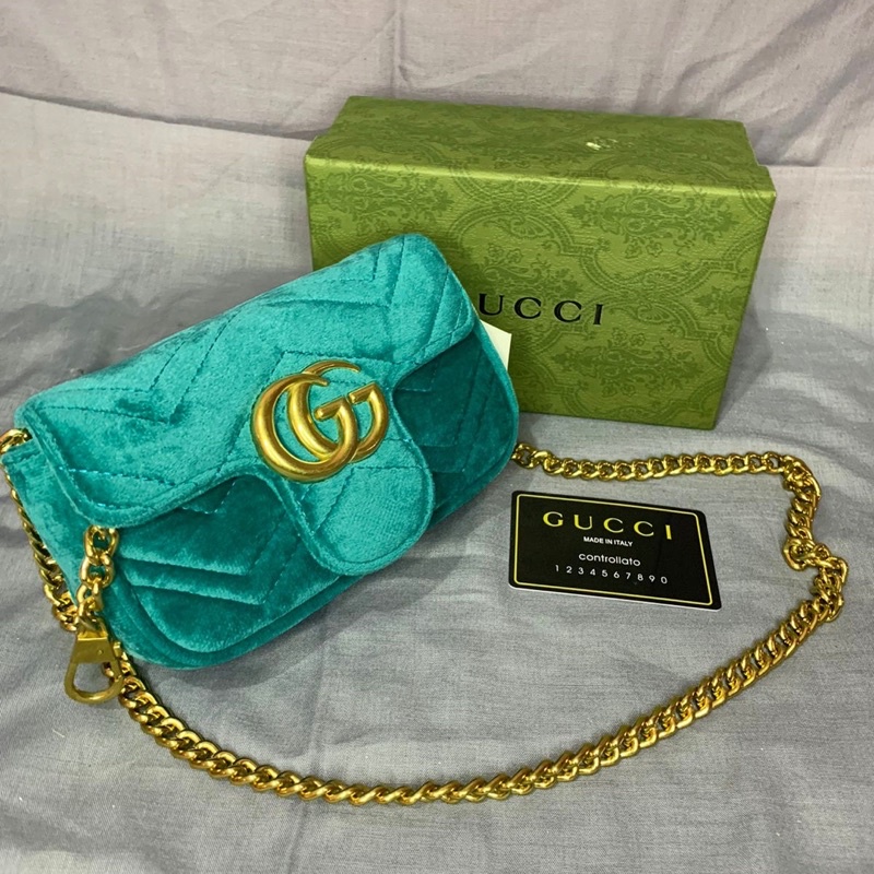 TAS GUCCI MARMONT MINI - HIJAU - VELVET REALPICT PREMIUM QUALITY