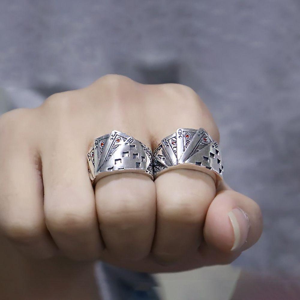 Mxbeauty Pria Cincin Hip-hop Kepribadian Pria Jari Cincin Gaya Korea Cincin Pria Geometris Logam Pria Pembukaan Cincin