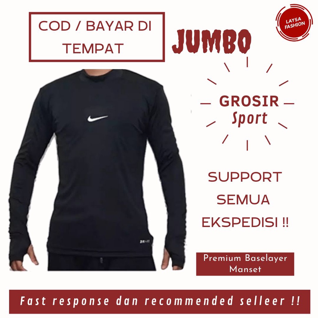 JUMBO BASELAYER MANSET OLAHRAGA/ MANSET BOLA FUTSAL/ BASELAYER BAJU MANSET OLAHRAGA THUMBHOLE BASE LAYER PRIA WANITA UV PROTECT BASELAYER MANSET OLAHRAGA RUNNING DAN SEMUA JENIS OLAHRAGA BAJU OLAHRAGA PANJANG PUTIH POLOS MANSET THUMBNAIL HITAM POLOS NIKE