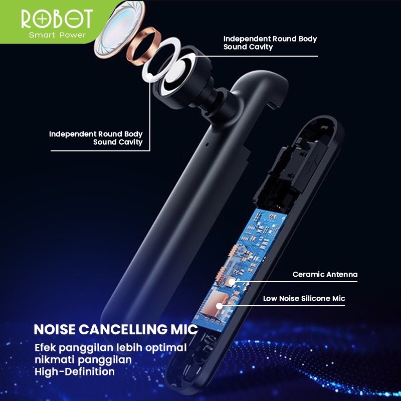 Headset ROBOT Talk10 Bluetooth Earphone Android iPhon Original - Garansi 1 Tahun