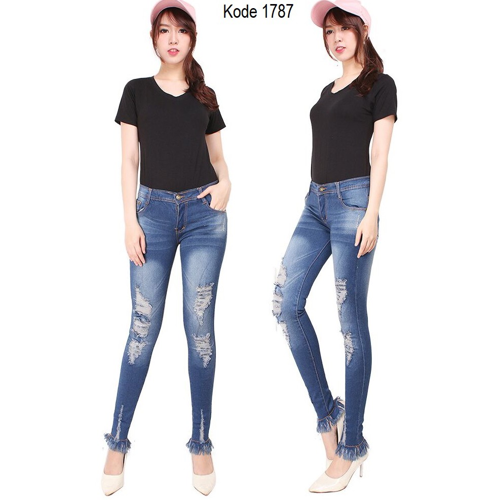 HOPYLOVY CELANA  JEANS  RIPPED KODE 1787 Shopee  Indonesia