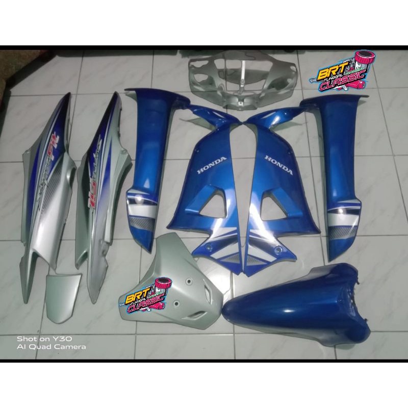 Cover body samping bodi supra fit new body fit new warna biru silver
