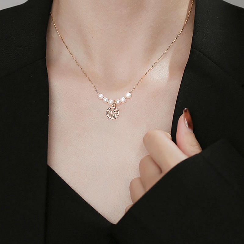 Kalung Rantai Tulang Selangka Hias Mutiara Untuk Wanita