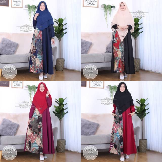 Almira Dress motif batik by Fania Hijab