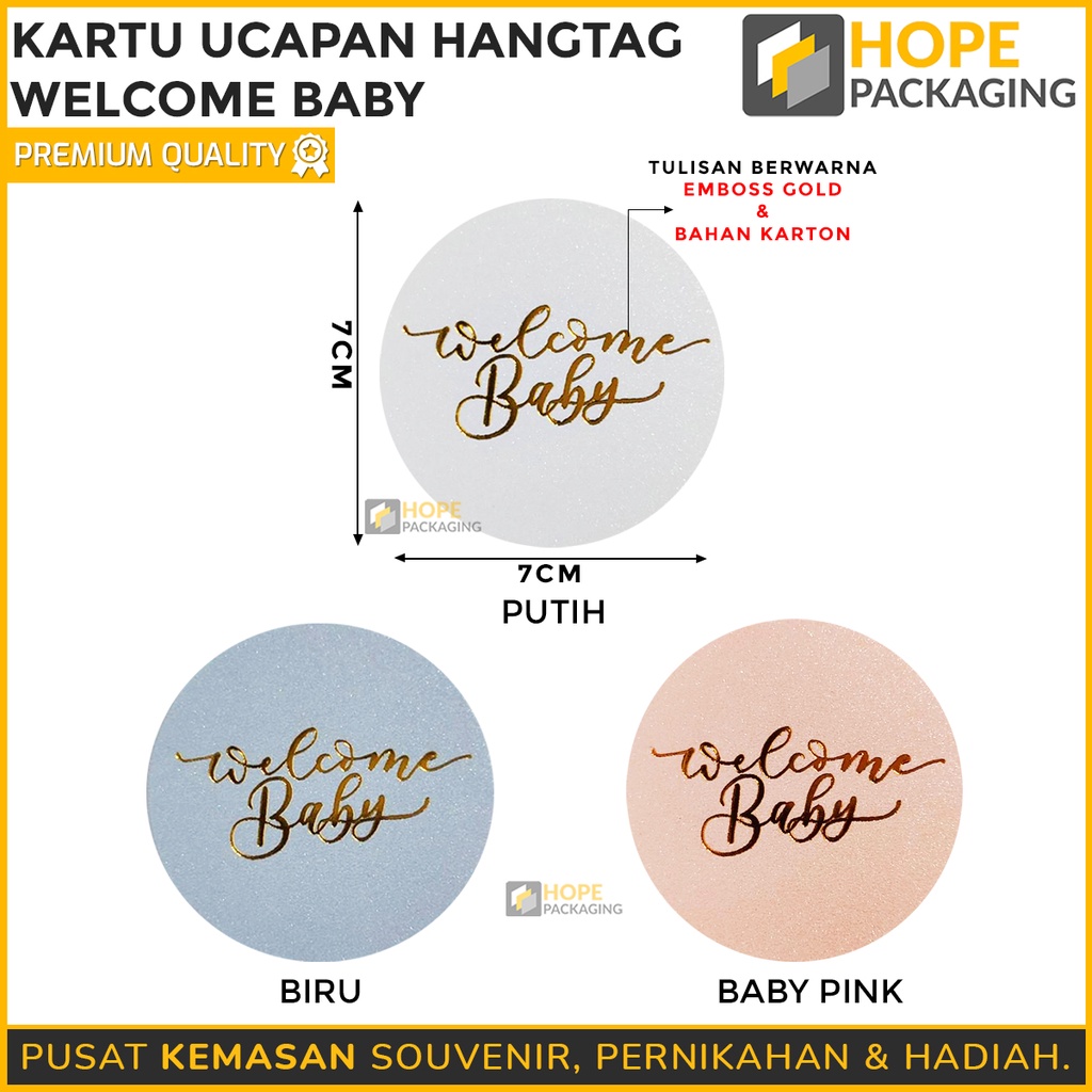 [ISI 1 Pcs ] Kartu Ucapan Welcome Baby Hangtag diameter 7cm   Kado Kartu Ucapan