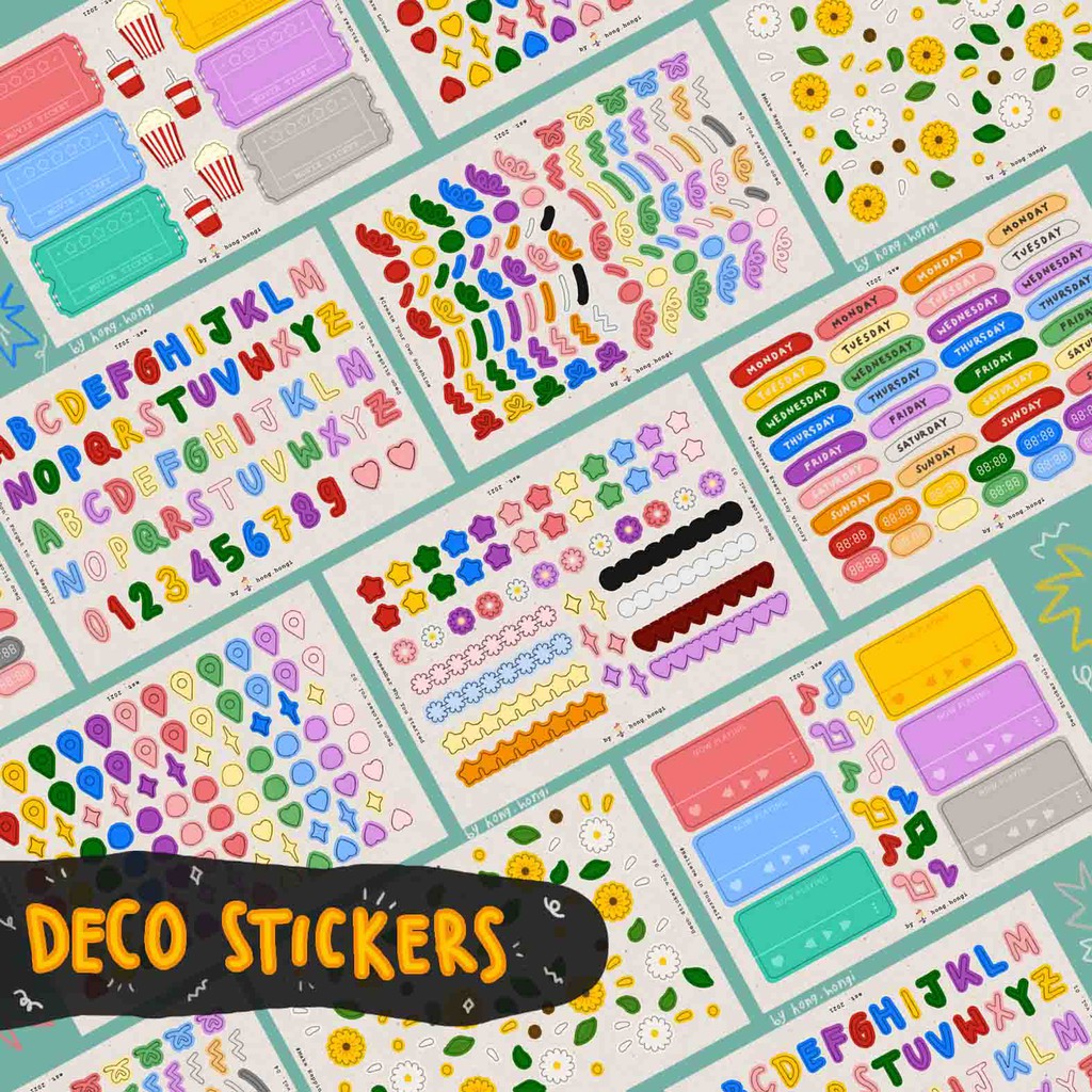 

Deco Sticker Sheet: Alphabet, Confetti, Hobby, Planner, Polcos, etc - Hong.Hongi