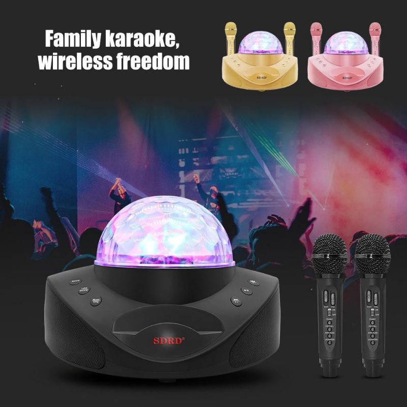 Speaker Bluetooth Portable SDRD SD308 Mic Wireless Karaoke LED SD-308 Lampu Disco + 2 Microphone