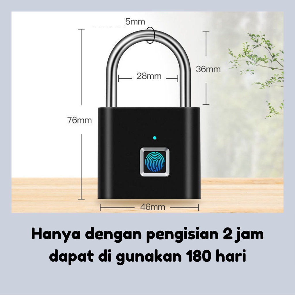 Gembok pagar anti maling gembok sidik jari tanpa kunci Smart Fingerprint Padlock Security kunci pintu anti maling kunci gembok pintu