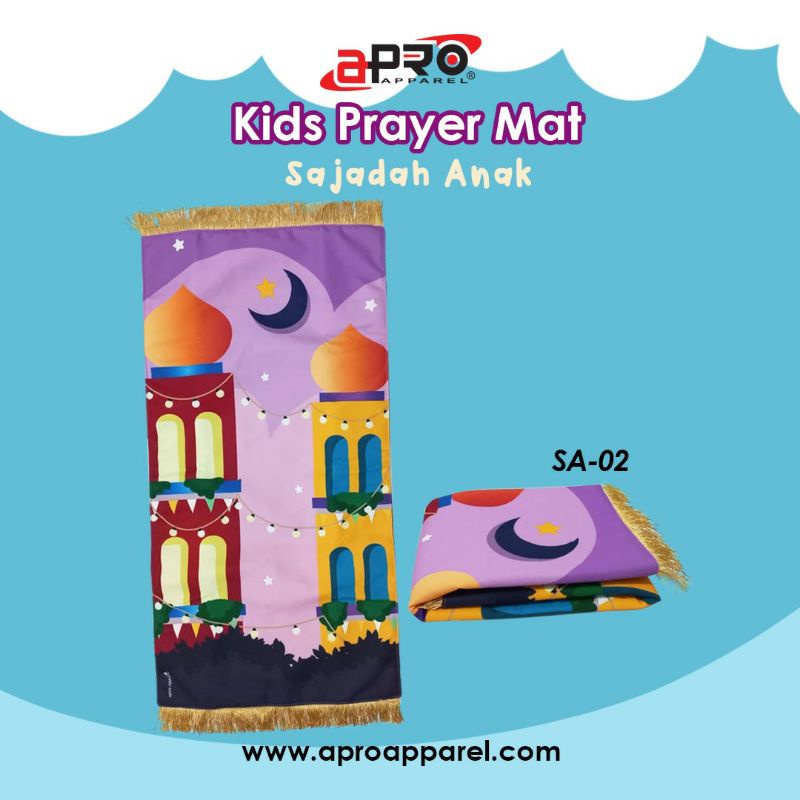 Sajadah Anak Premium Apro Empuk Elegan Motif Printing Sejadah Prayer Mat Anti Slip Cocok Untuk Kado-SA-02 New