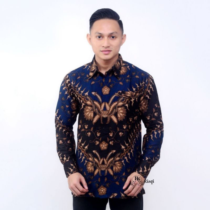 Kemeja Batik Pria Modern Lengan Panjang Casual Modis Slim Fit Trendy Masa Kini OL 162