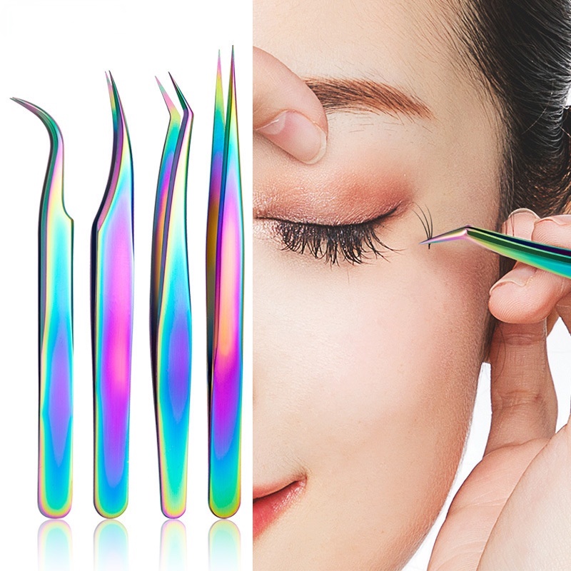 Grafting Color Titanium Eyelashes Beauty Pinset Beauty Eyelash Pasang Alat Palsu