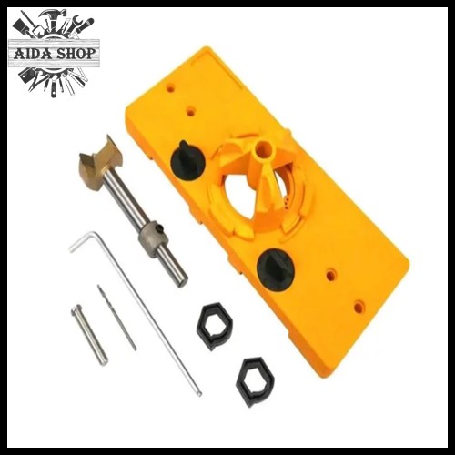 Jual Hinge Drilling Jig Hole Saw Guide Locator Alat Pasang Engsel Sendok Presisi Mata Bor