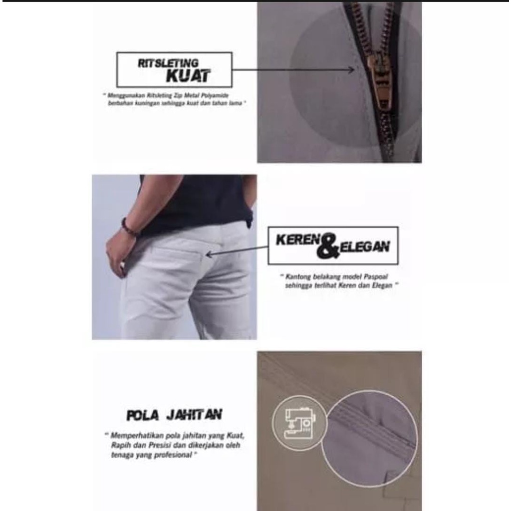 Celana Chino Panjang Pria Cream Dickies Full Acc