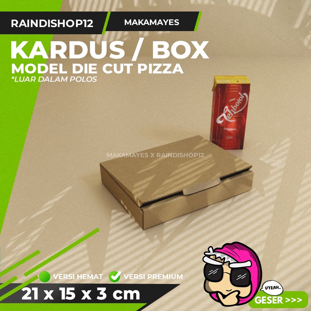 

BOX 21 X 15 X 3 CM KARDUS DIE CUT PIZZA KEMASAN PACKAGING KADO
