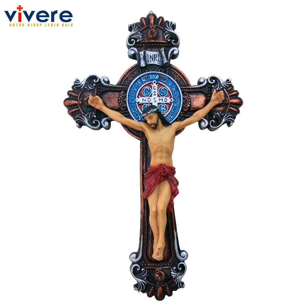 Salib Yesus Medali Benedictus 28 5 Cm Full Colour Shopee Indonesia