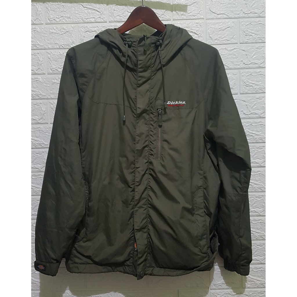 Jaket Dickies Outdoor Cowo PL Preloved Parasut Hoodie Hijau Army
