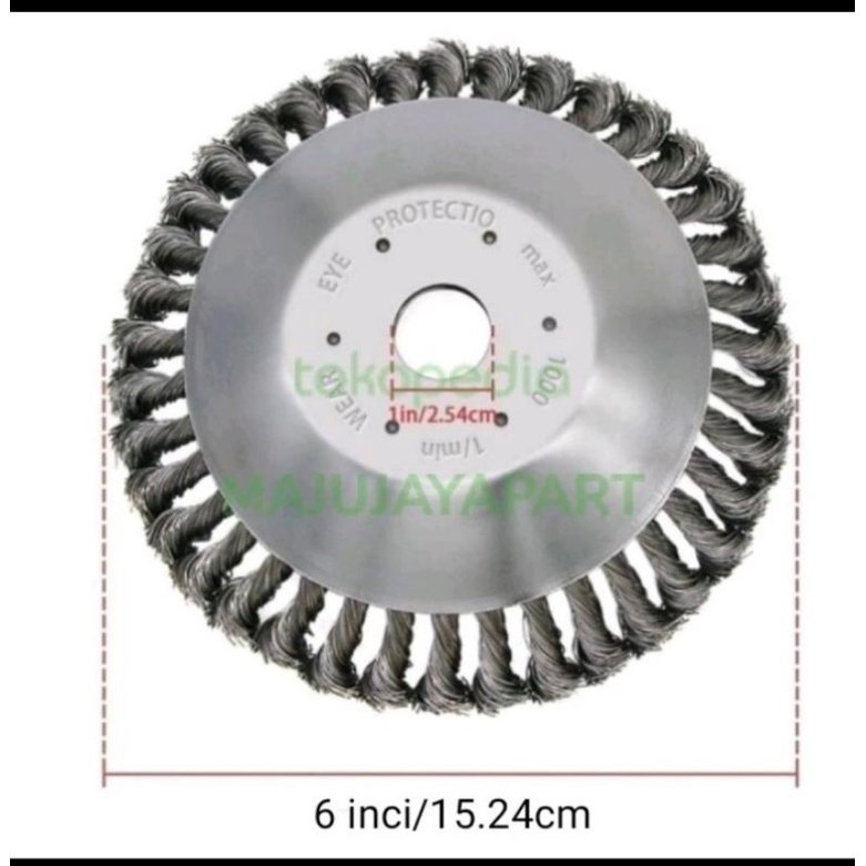 mata pisau potong rumput model sikat baja 6 inci