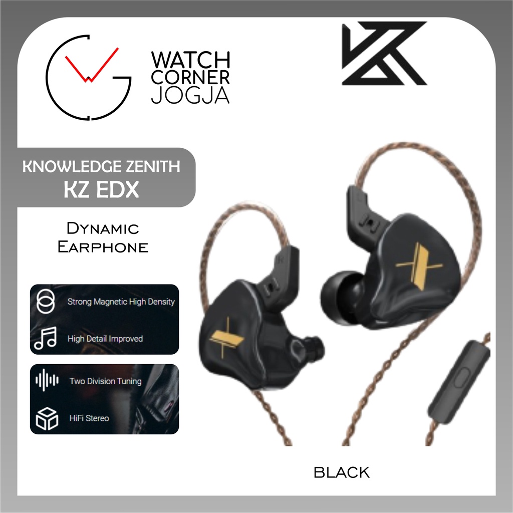 Knowledge Zenith KZ EDX with MIC Dynamic Driver Stage Monitoring Earphone ORIGINAL-Black