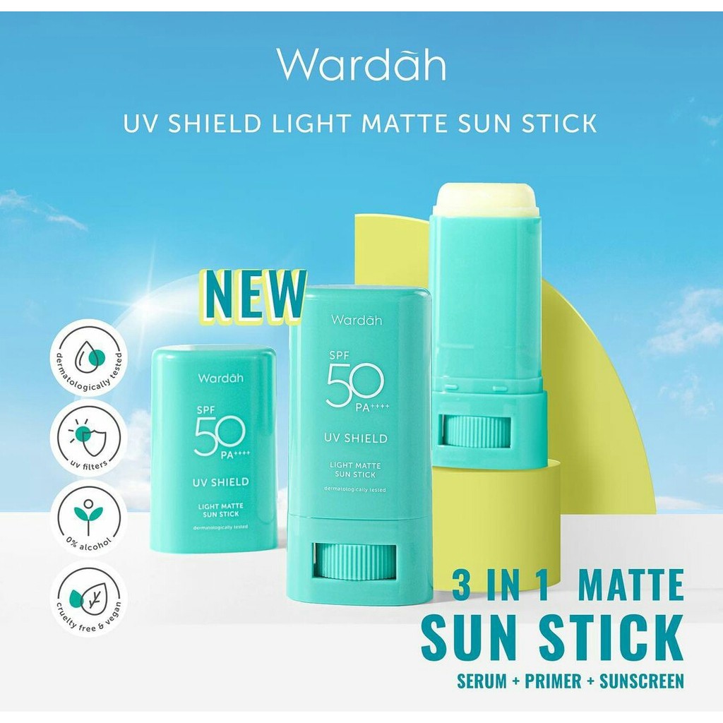 WARDAH UV Shield Light Matte Sun Stick SPF 50 PA+++ 22g (HIJAU)