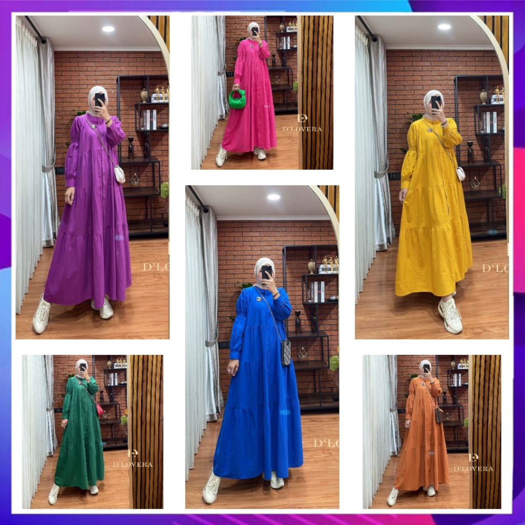 Ready Stock Siap Kirim Luisa Midi Dress Original By D'lovera Daily Dress Ori By Dhilovera Baju Wanit