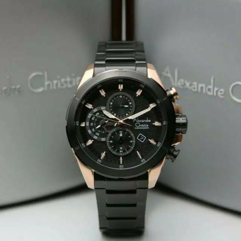 Jam Tangan Alexandre Christie AC 6508 Rantai Pria/ Cowok Original