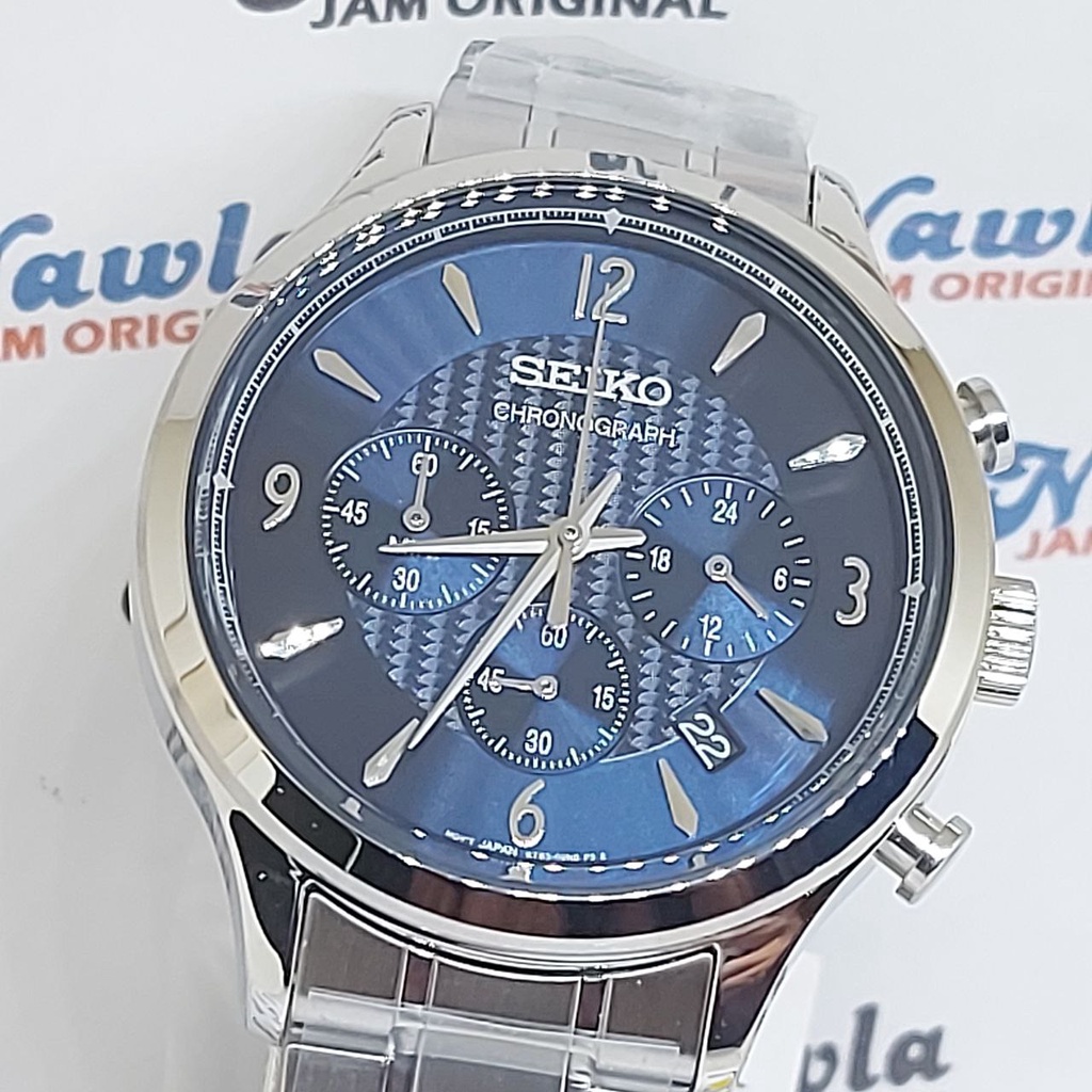 Seiko Quartz SSB339P1 Chronograph Blue - Jam Tangan Pria SSB339