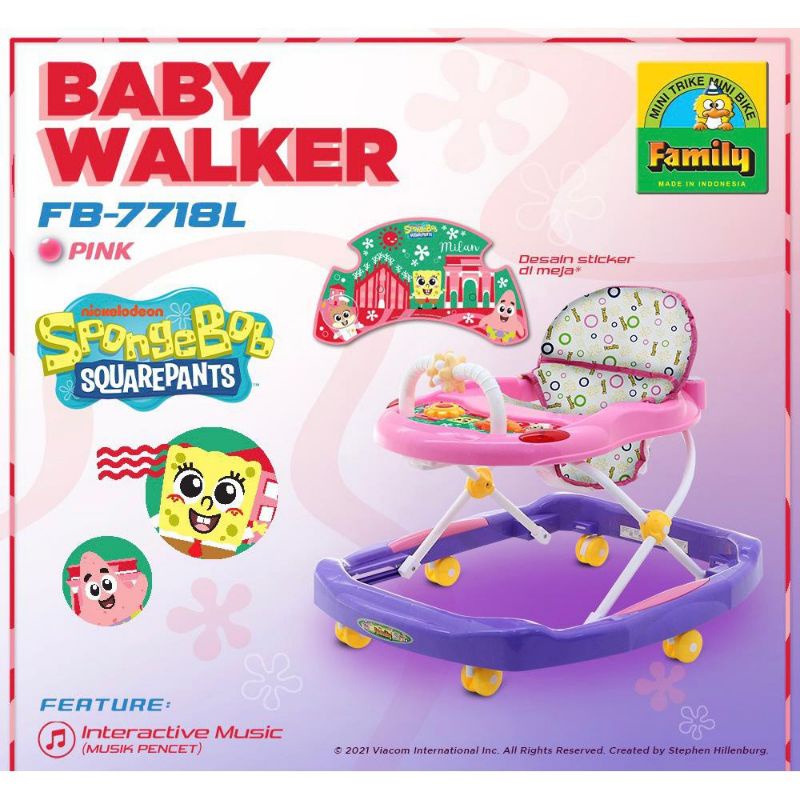 Baby Walker Merk Family 7718L Badong Babywalker Kereta Dorong Bayi