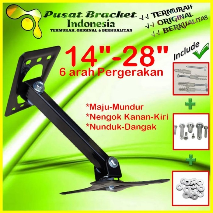 Bracket Tv Monitor Lengan 14&quot; s/d 28&quot; 6arah Fleksible PBI.SWKNM-001