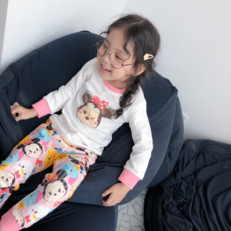 Baju Tidur Anak Lengan Panjang Kaos Tsum Tsum Minnie Mickey