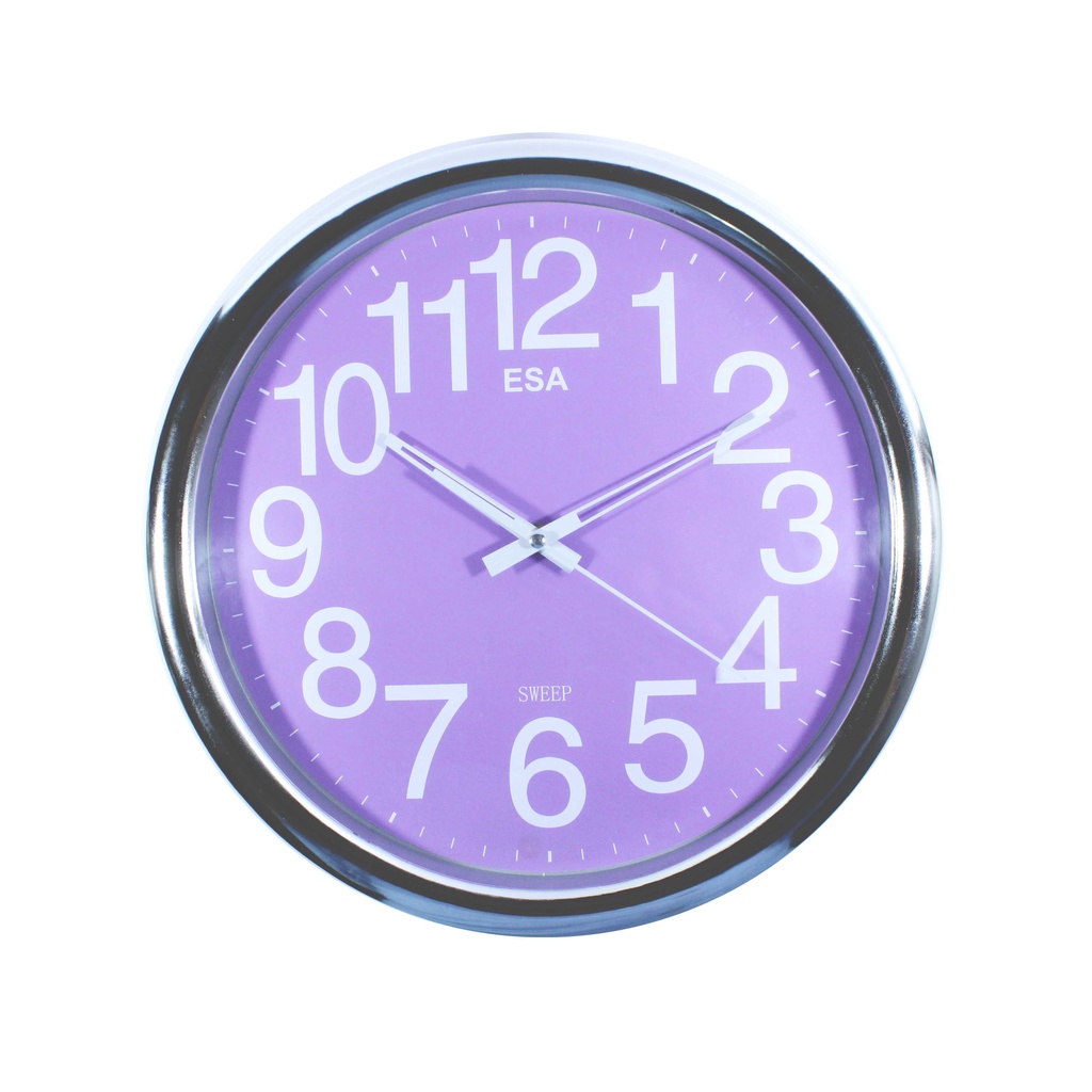 Jam Dinding Ungu Silent Movement 36cm Modern Minimalis Wall Clock Free Baterai E5579