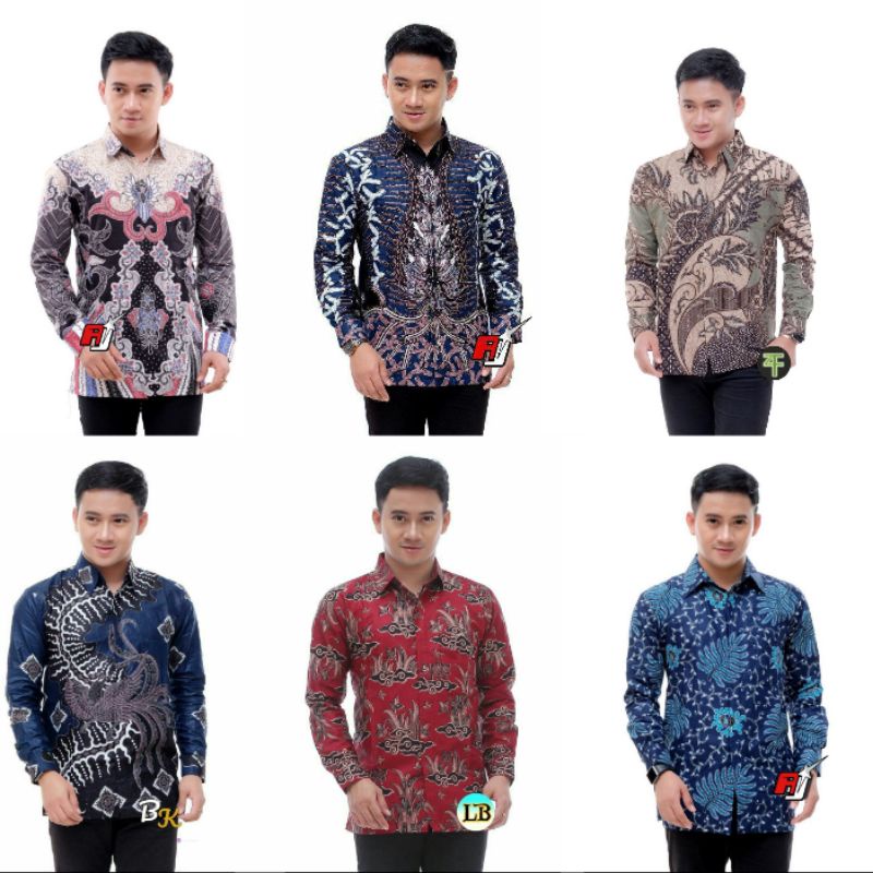 Baju Kemeja Batik Pria Lengan Panjang  JUMBO Hitam Navy Marun Hijau M,L, XXL, XXXL, 10XL