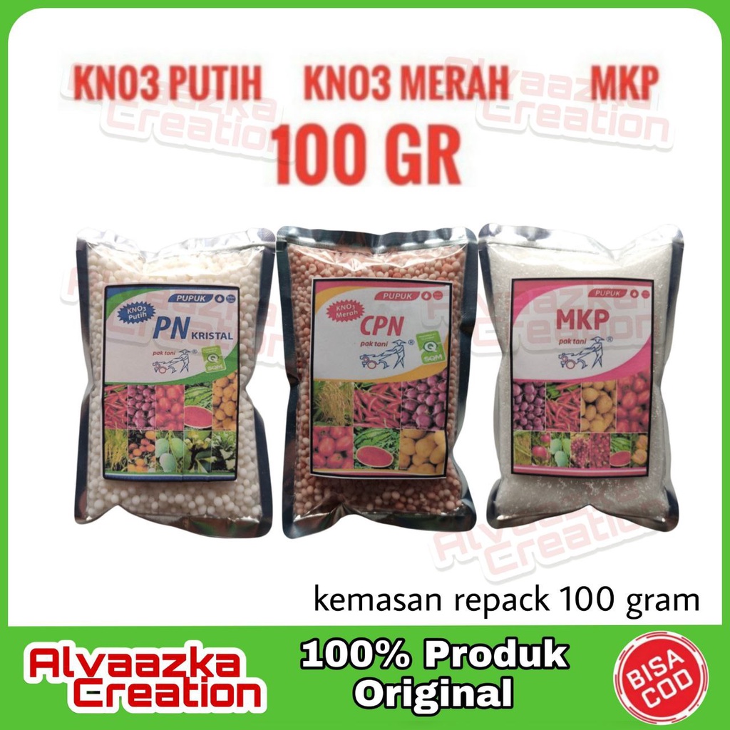 Pupuk Pak Tani MKP - KNO3 Merah - KNO3 Putih Kemasan Ekonomis Repack 100gr