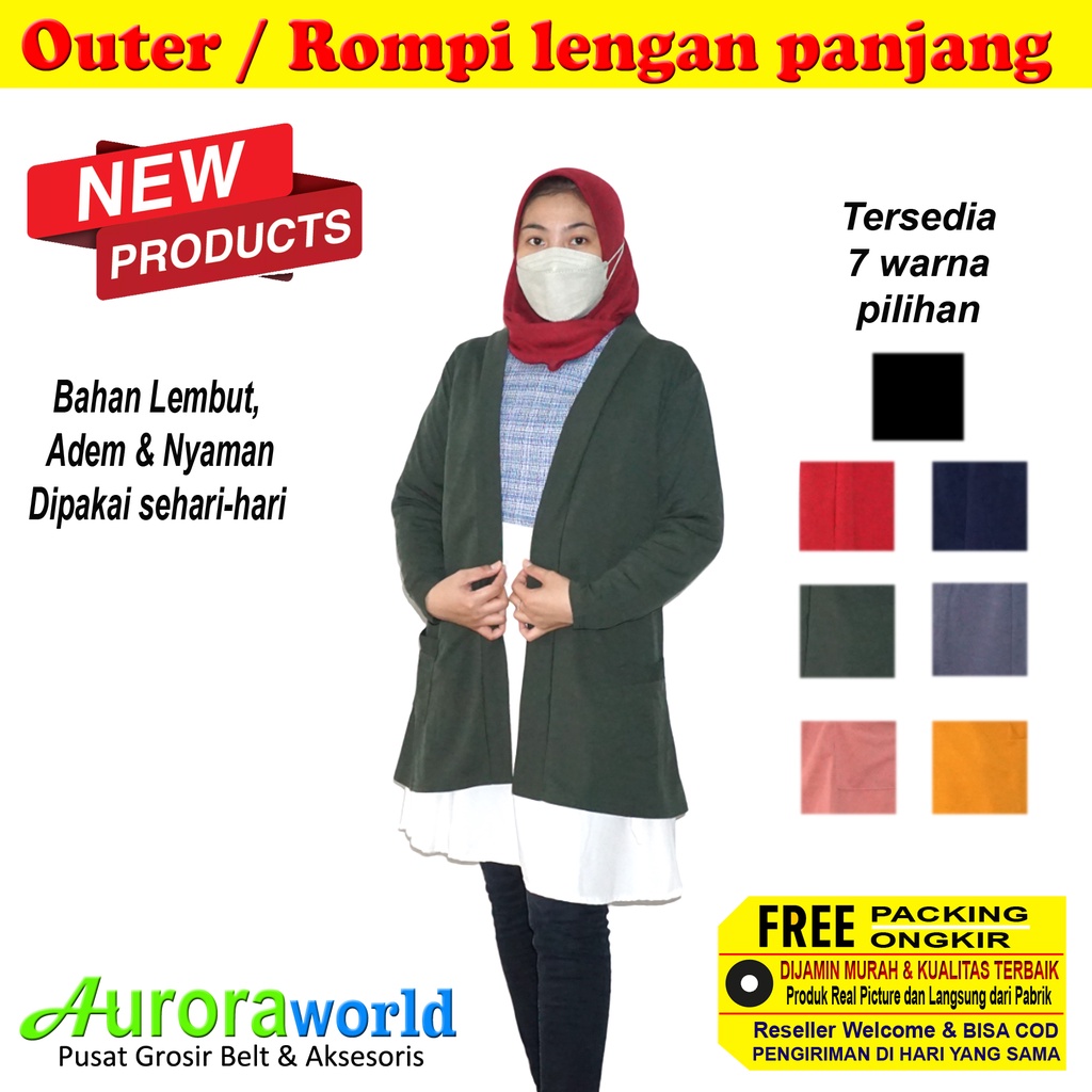 Auroraworld Outer / Rompi lengan panjang bahan lembut adem dan nyaman dipakai sehari hari bisa cod