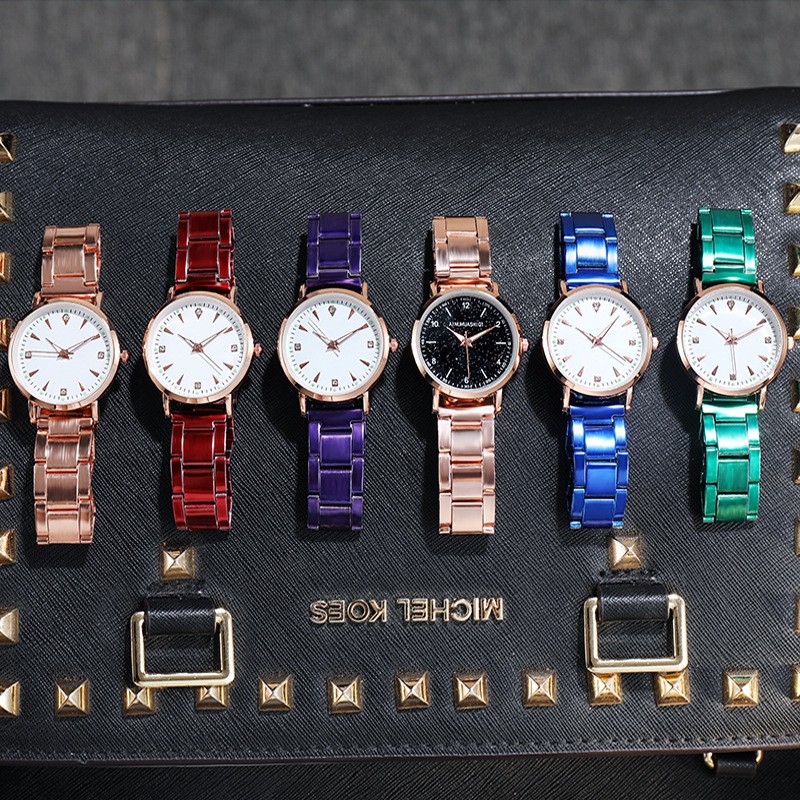 Jam Tangan Casual Quartz Analog Dengan Strap Stainless Steel Varian Warna Untuk Wanita Korean Import