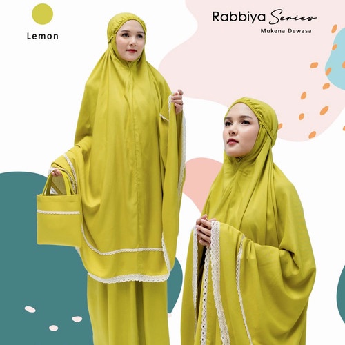 MUKENA KATUN RAYON DEWASA RABBIYA SERIES MOTIF RENDA POLOS