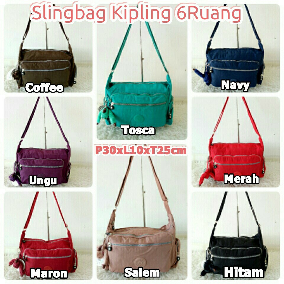 Tas wanita Selempang Kipling Import 6Ruang Kp616