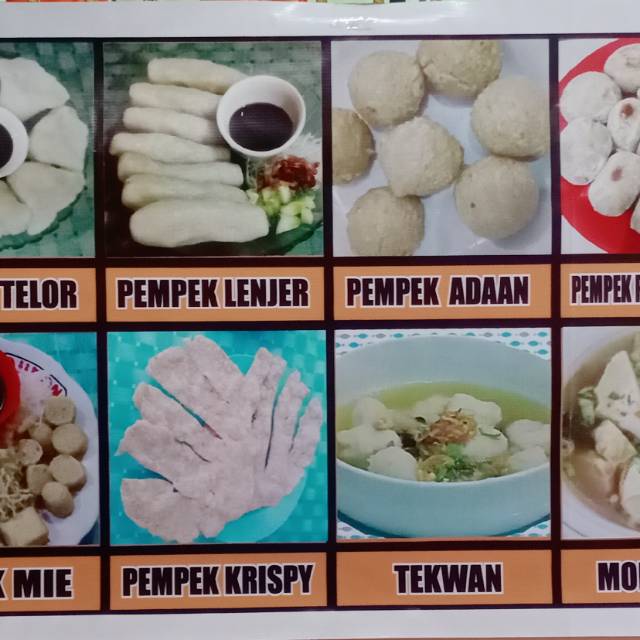 

Pempek telor, pempek lenjer pempek adaan, pempek keriting, pempek crispy, pempek kulit