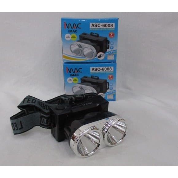 Lampu Senter Kepala / Head Lamp 2 Warna Super Terang Tahan 12 Jam IMAC ASC-6008