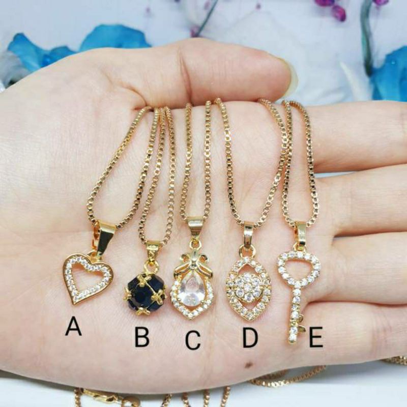 Kalung permata zircon uk 45cm lapis emas ♡AIKO♡