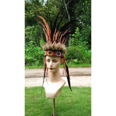 Topi papua bulu ayam warna