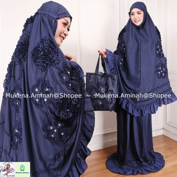 MUKENA DEWASA GHAISANI ROSELLA MOTIF BUNGA TIMBUL