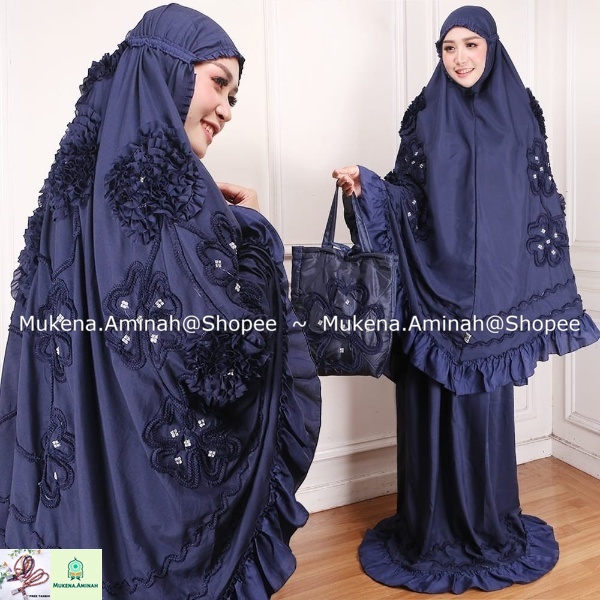 MUKENA DEWASA GHAISANI ROSELLA MOTIF BUNGA TIMBUL